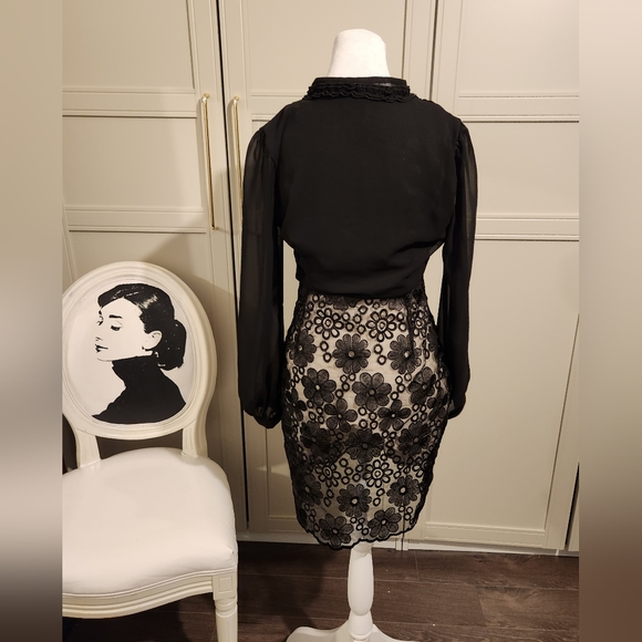 Black Chiffon and Lace Dress - Picture 8 of 10